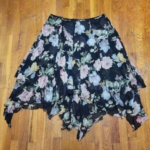 Lauren Ralph Lauren | Hanky Hem Floral Print Silk Skirt